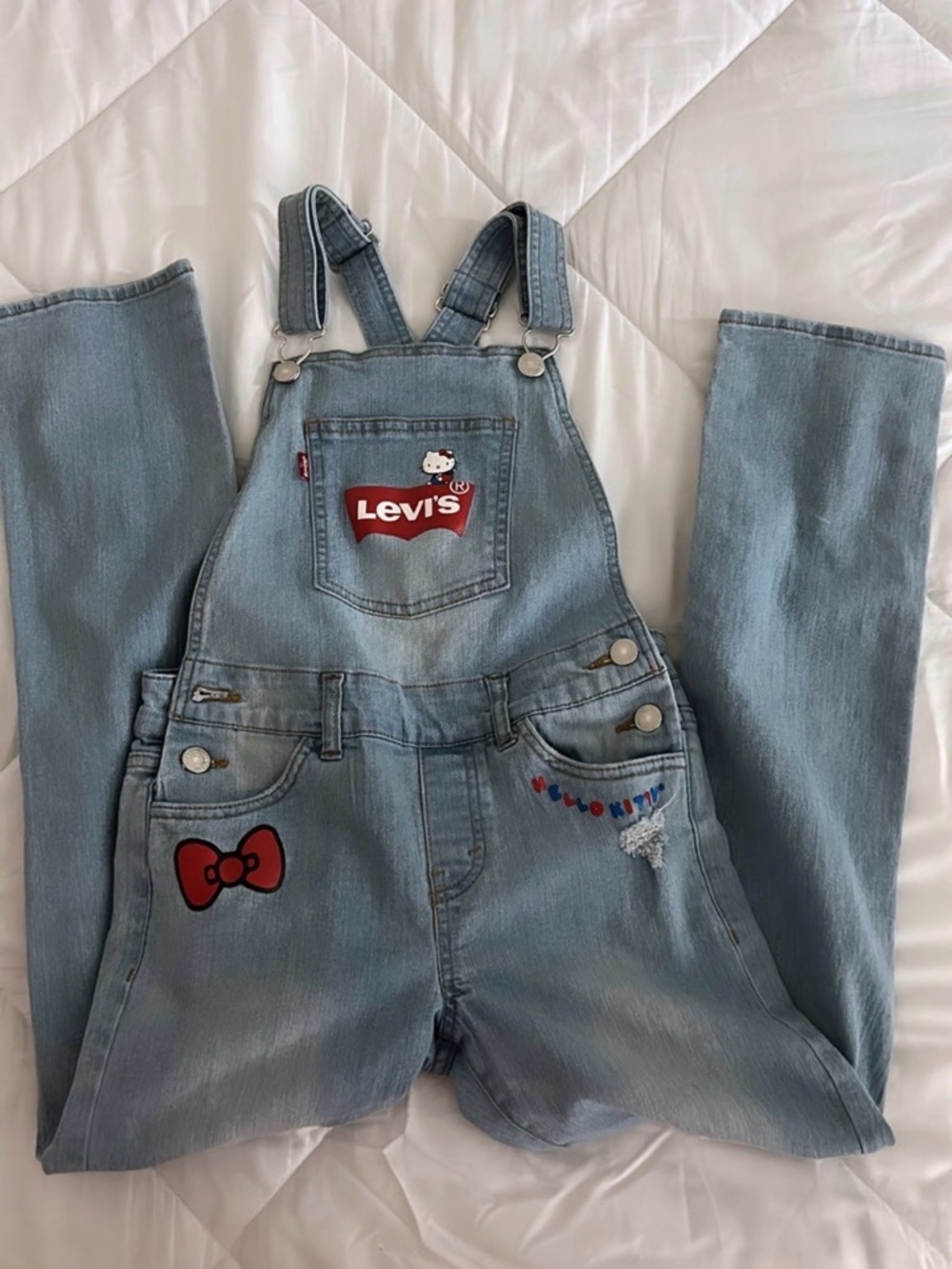 Hello Kitty Levi's Light Blue Overall Jeans - Sz 10
